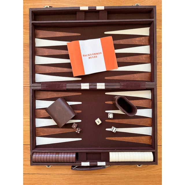 Brown Large 23" Vintage Backgammon Complete Set For Sale - Image 8 of 8