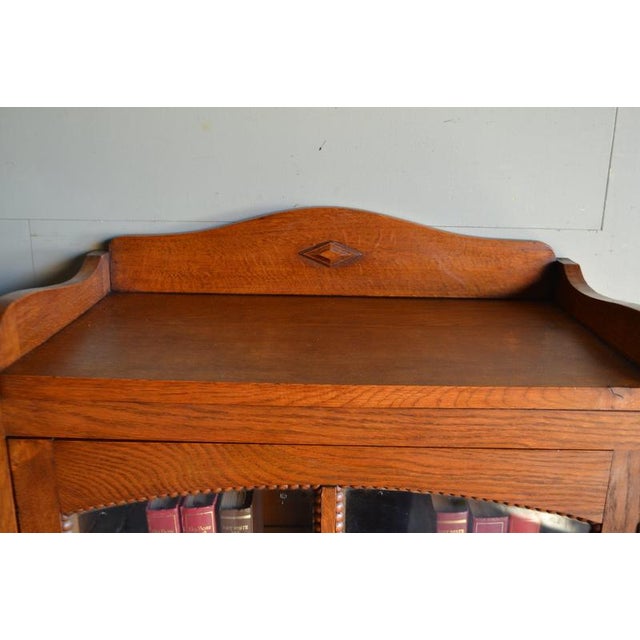Antique Art Deco Oak Single-Door Display Cabinet For Sale - Image 6 of 11