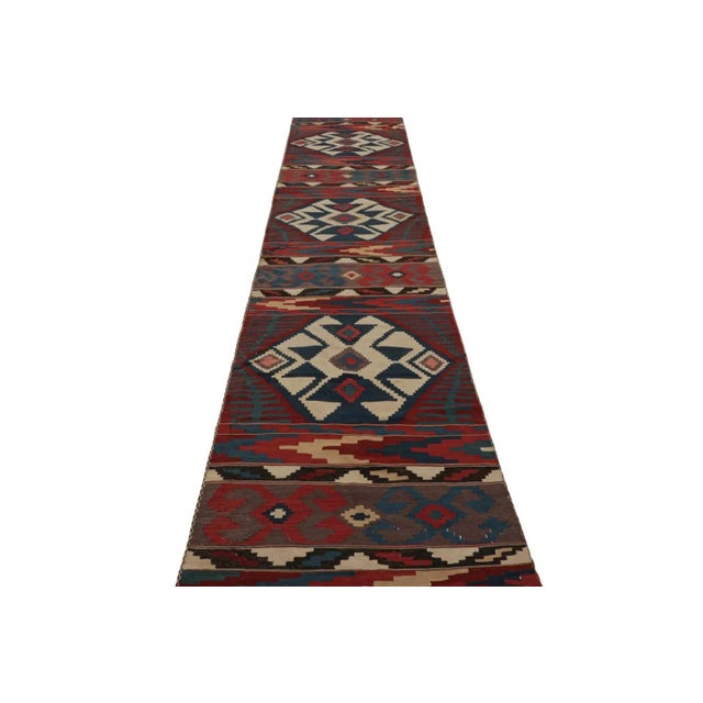 Tribal 1950s Twin Vintage Persian Kilim Runner Rugs With Geometric Patterns For Sale - Image 3 of 7