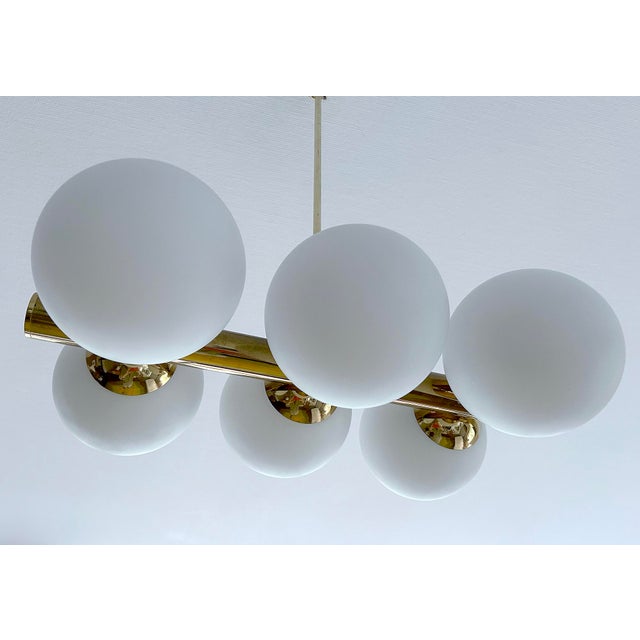 Vintage Glass Pendant Light in the style of Stilnovo, 1950s For Sale - Image 9 of 18