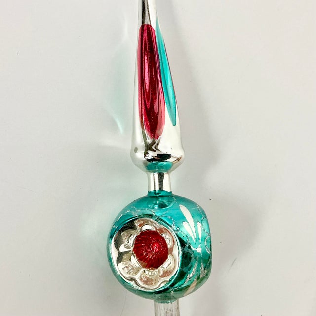 Antique German Hollywood Regency Blown Mercury Glass Christmas Tree Topper, Three Indents For Sale - Image 6 of 16