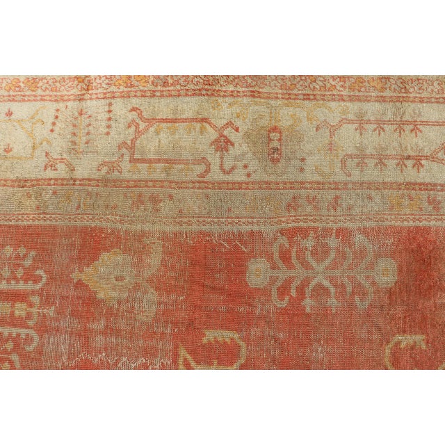 Antique Turkish Oushak Rug With Soft Apricot Field and Faded Cream 11'5 X 15'0 For Sale - Image 9 of 12