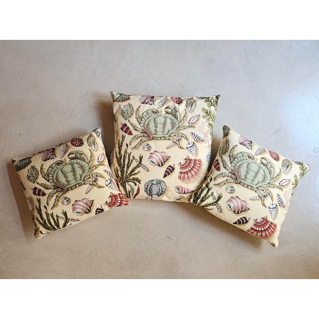 Black Vintage Handmade Coastal Cushions in Marine-Themed Fabric, 1990s, Set of 3 For Sale - Image 8 of 8