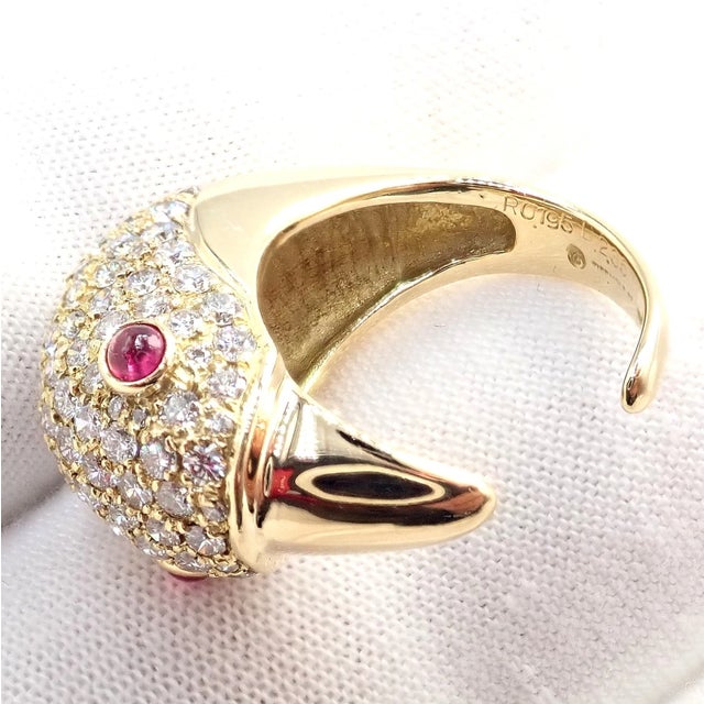 Vintage Tiffany & Co. Elsa Peretti Yellow Gold Diamond Ruby Bird Ring, Size 5 For Sale - Image 14 of 17