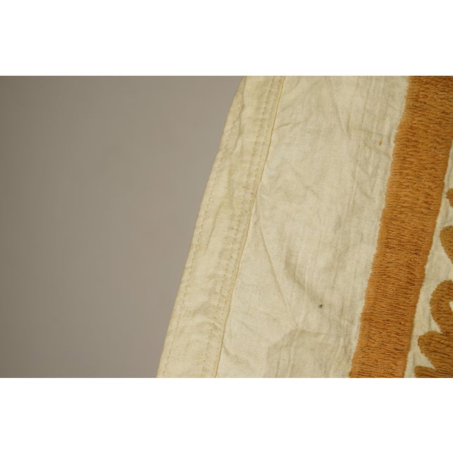 Copper Pale Suzani From Samarkand Uzbekistan - Wall Textile For Sale - Image 8 of 10