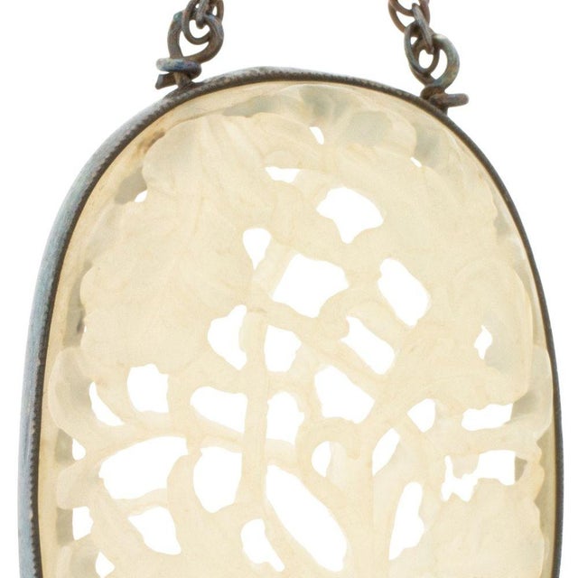 Chinese 14k Gold & Silver White Jade Drop Earrings For Sale - Image 3 of 4