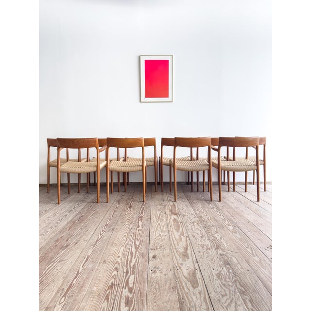 Mid-Century Danish Teak Dining Chairs #57 & 77 by Niels O. Møller, J. L. Moller, Set of 10 For Sale - Image 13 of 16