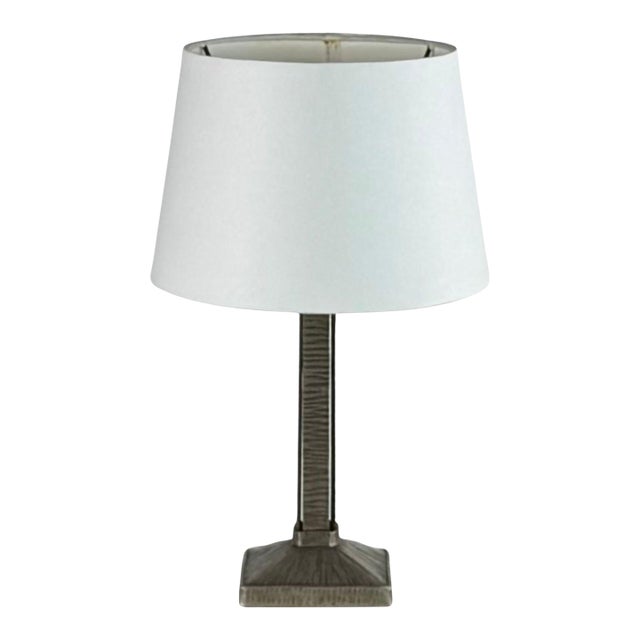 1930s Small French Art Deco Wrought Iron Lamp by Henri Fournet For Sale