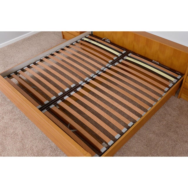 Wood King Size Modern Platform Bed With Adjustable Positions and Nightstands For Sale - Image 7 of 12