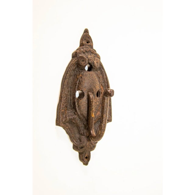 Antique Cast Iron Metal Wall Coat Hook For Sale - Image 4 of 10