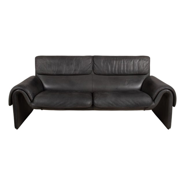 Black Leather DS-2011 Two-Seater Sofa from De Sede For Sale