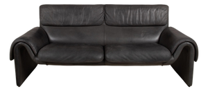 Black Leather DS-2011 Two-Seater Sofa from De Sede