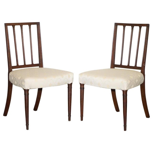 Victorian Side Chairs with Cream Fabric Seats For Sale - Image 17 of 17