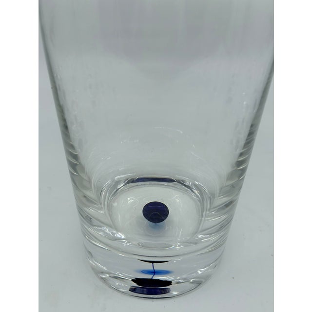 2020s Blue Dot Intermezzo Orrefors Crystal Carafe and 8 Drinks Glasses For Sale - Image 5 of 6