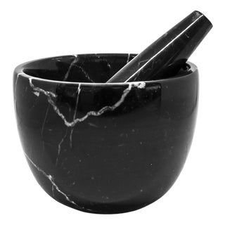 Small Black Marble Mortar and Pestle For Sale