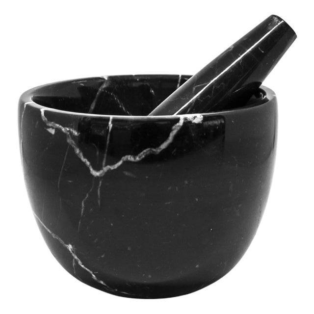 Small Black Marble Mortar and Pestle For Sale