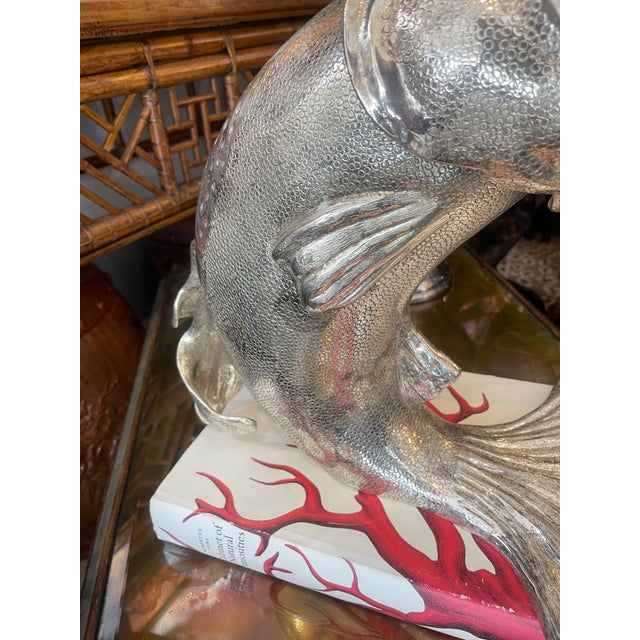 1970s Silver Fish Ice Bottle Cooler, Huge, Italian Silver Plate For Sale - Image 12 of 15