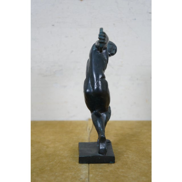 Metal Vintage Bronze Discobolus Myron Greek Discus Thrower Figurine Sculpture Statue 7" For Sale - Image 7 of 11