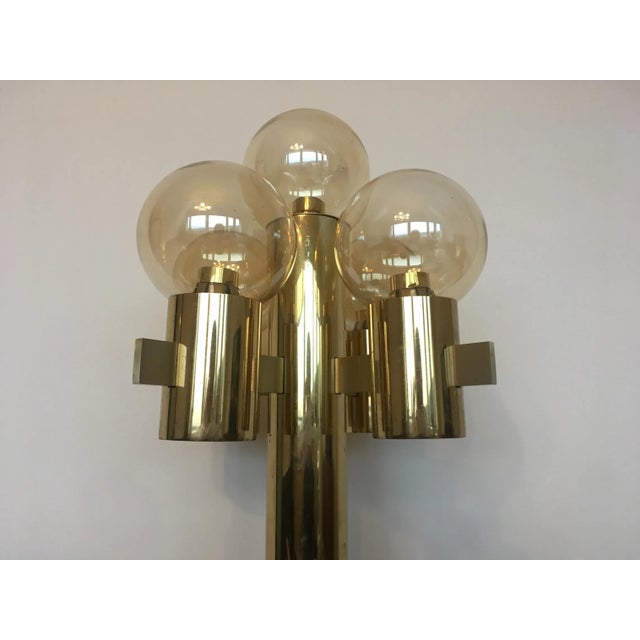 Mid-Century Italian Brass and Murano Glass Floor Lamp by Gaetano Sciolari, 1970s, in Very Good conditions. Designed 1970...
