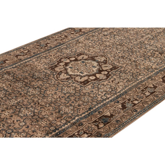 Brown 1960s Vintage Persian Distressed Brown Handmade Medallion Wool Runner For Sale - Image 8 of 9