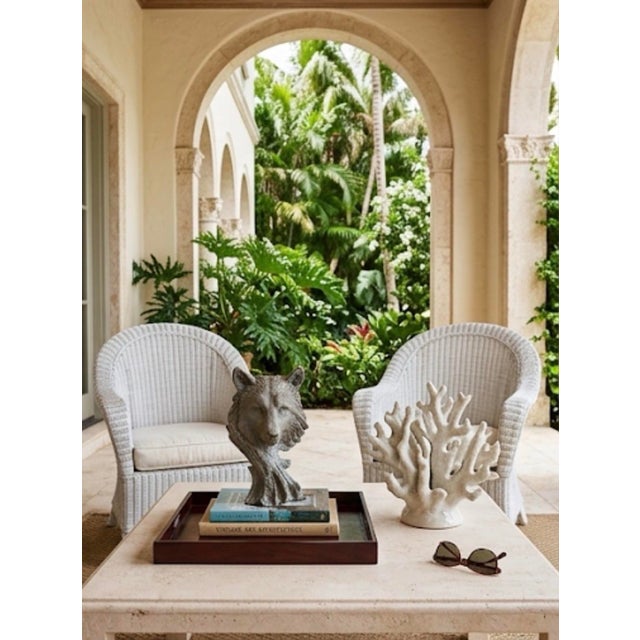 Vintage Cast Iron Wolf Bust Garden Statue For Sale - Image 9 of 12