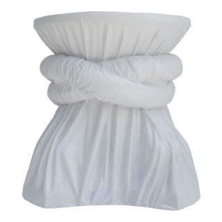 C. 1970s Tromp l'Eoil Plaster Accent Table/Stool With Wrapped X-Knotted Center -Attr. John Dickinson For Sale