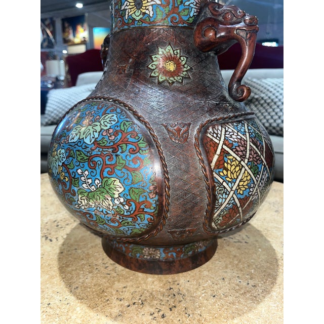 Metal Late 19th Century Bronze Qing Dynasty Champleve Vase For Sale - Image 7 of 10