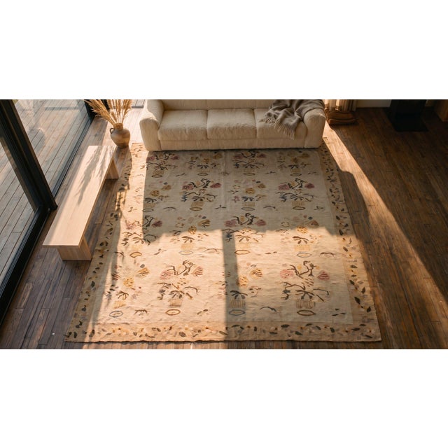 Aesthetic Folk Art Style in a White-Ivory Open Field Antique Besserabian Flat-Weave Rug For Sale - Image 12 of 13