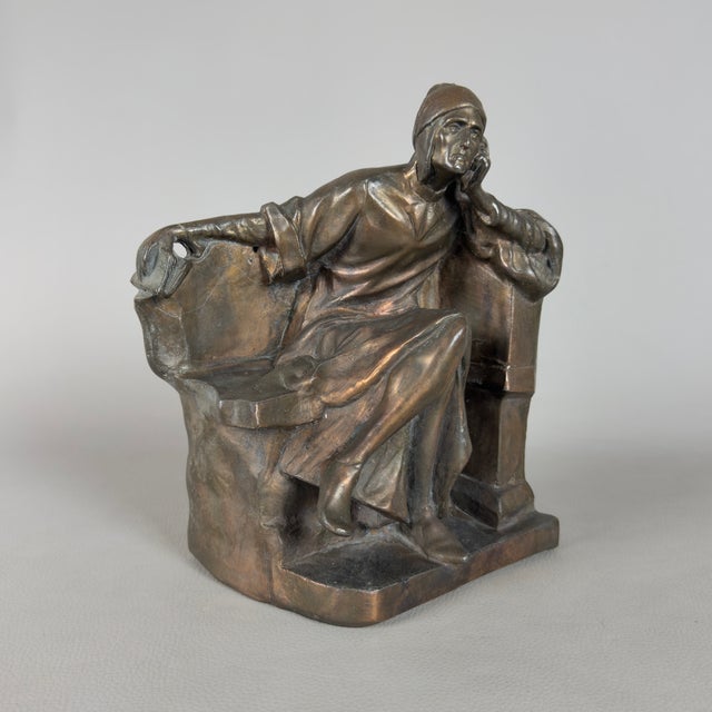 Antique Early 20th Century Dante Alighieri Sculpture in Metal For Sale - Image 5 of 11