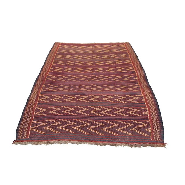 Vintage Tribal Kilim | Uzbek Kilim | Wool Handwoven Rug 7'x13' For Sale - Image 4 of 8