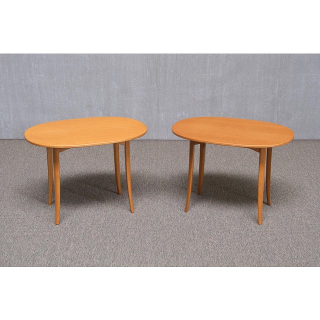 Ovalen Side Tables in Oak by Carl Malmsten for Carl Löfving, Sweden, 1960s, Set of 2 For Sale - Image 11 of 13