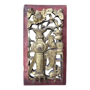 Antique Chinese Carved Gilt Decorative Panel