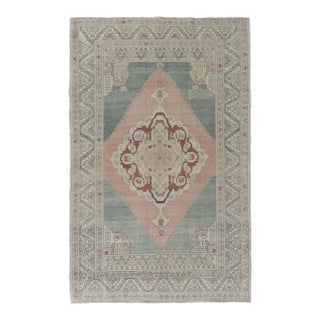 Vintage Turkish Oushak Area Rug 5ft 2in X 8 For Sale