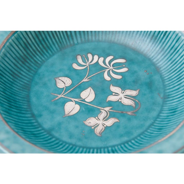 1940s Vintage Wilhelm Kage for Gustavsberg Argenta Bowl With Flowers, Leaves and Sterling Silver For Sale - Image 5 of 10