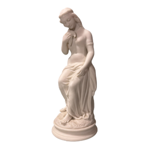 Antique Victorian 11" Art Nouveau Figural Parian Statue of a Maiden & Dove