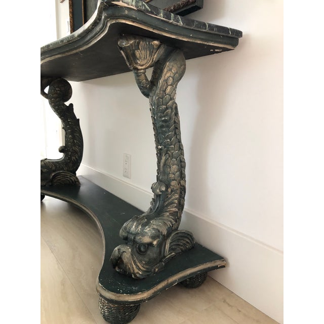 Spanish Revival Classical Revival Marble and Wood Carved Console For Sale - Image 3 of 9