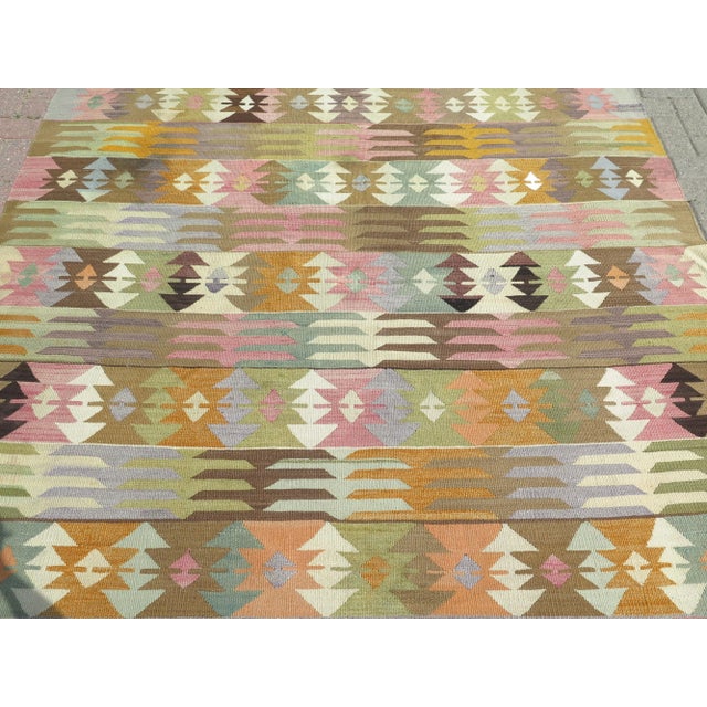 Textile 1960s Vintage Turkish Handmade Kilim Area Rug For Sale - Image 7 of 13