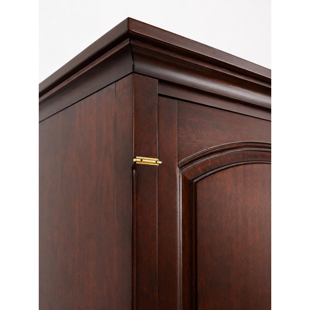 1990s Vintage Harden Cherry Armoire Cabinet | Traditional Entertainment Wardrobe Storage Cabinet | Brass Hardware For Sale - Image 5 of 6