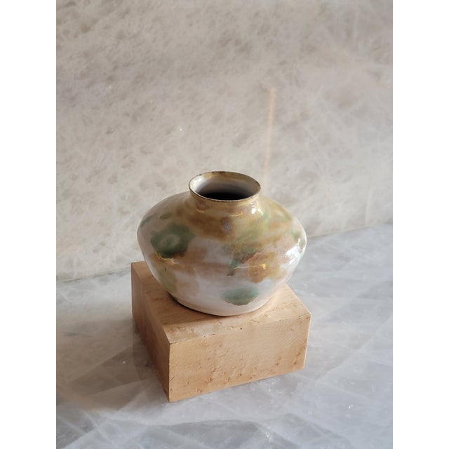 Watercolor Glazed Ceramic Vase One-of-Kind by Ava Ceramics For Sale - Image 9 of 11