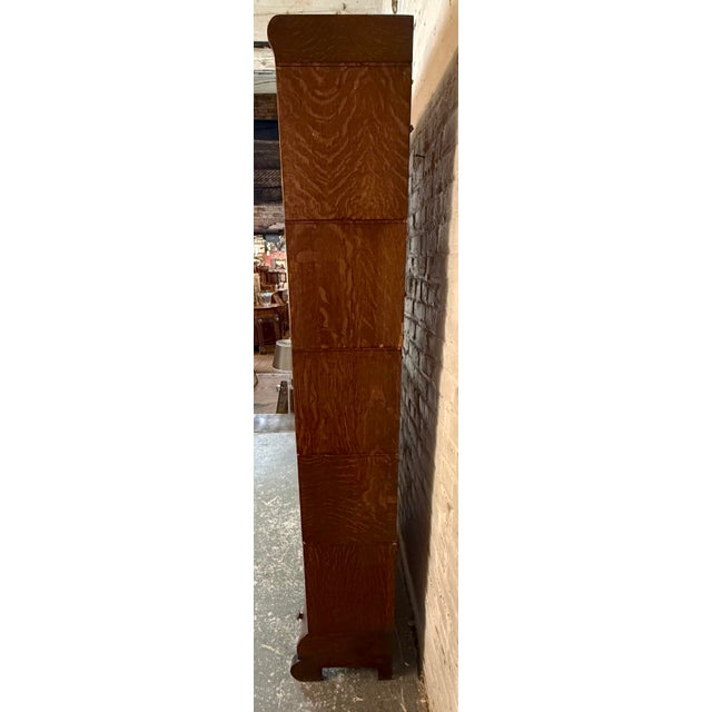 Wood Five Piece Antique Lundstrum Barrister Bookcase For Sale - Image 7 of 16