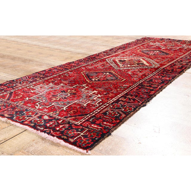 Red Antique Persian Heriz Rug, 03'01 X 09'03 For Sale - Image 8 of 10