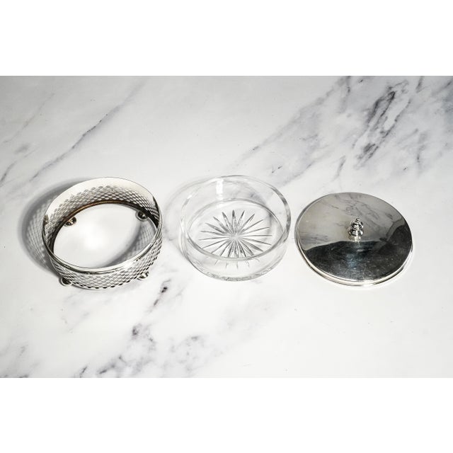 Stunning Round Antique Tiffany & Co. Sterling Silver Cut Crystal Jewelry Box Luxury Home Decor For Sale - Image 14 of 15