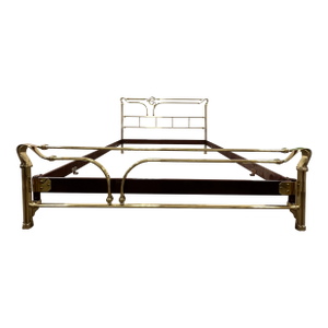Mid Century Bed Frame of Lacquered Patinated Brass, Italy, 1970s Bloomingdales