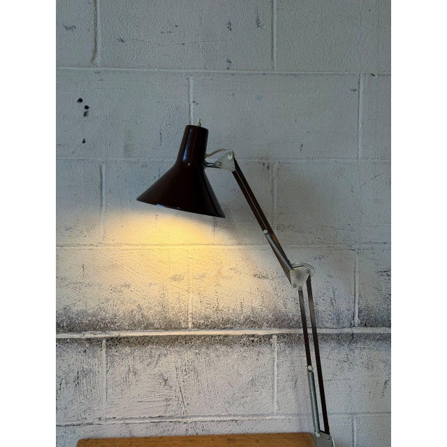 Demko Danmark LTD-1 1910 Architect Desk Lamp Brown Clamp Base Danish Mid-Century 1970s For Sale - Image 9 of 11