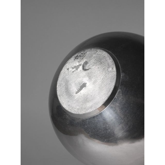 Polished Aluminum Bulbous Vase, 1980 For Sale - Image 4 of 6