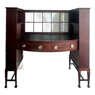 C. 1900 Mahogany Clerk’s Desk With Glazed Gallery & Eagle-Lock Hardware For Sale