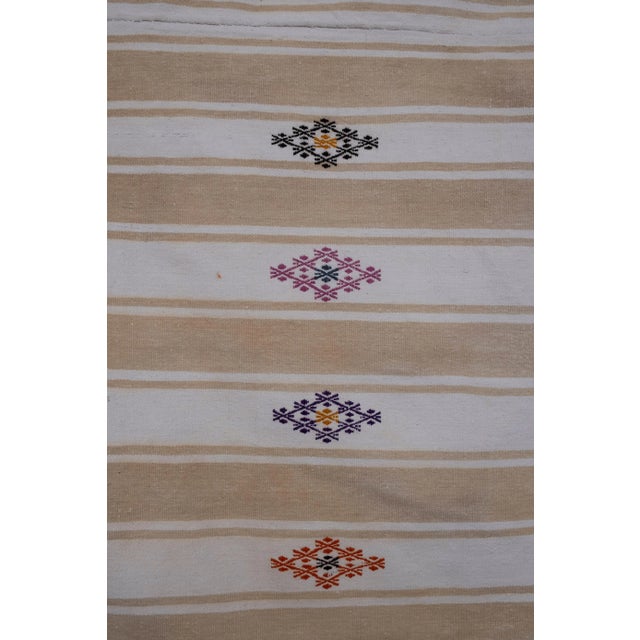 1970s Vintage Striped Oversize Natural Kilim Rug 6'8" X 8'1" For Sale - Image 5 of 10