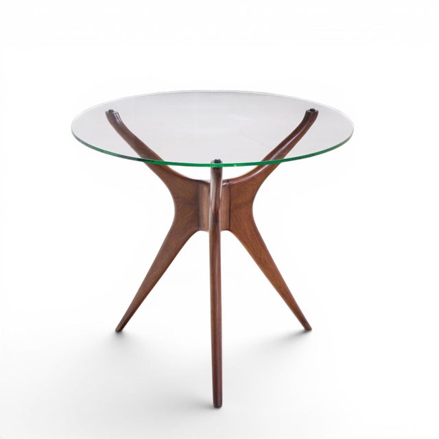 Mid 20th Century Vladimir Kagan for Dreyfuss Mid Century Walnut Tri-Symmetric Sculptural Side Tables - Pair For Sale - Image 5 of 11