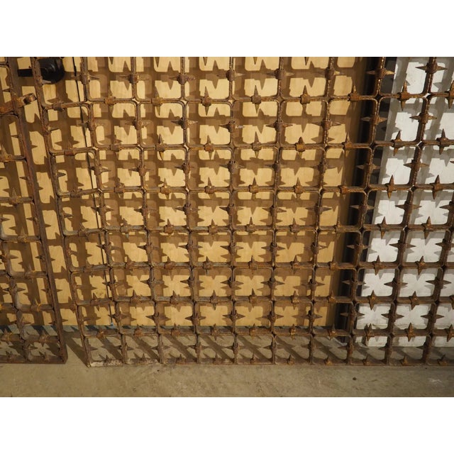 Metal Large Spanish Wrought Iron Medieval Style Gate With Transom, Single Door C. 1900 For Sale - Image 7 of 18
