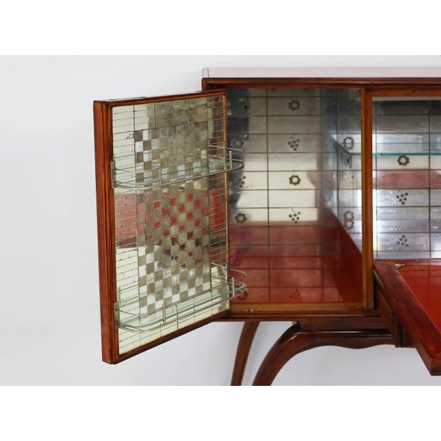 Bar with Slender Legs and Mirrored Interior attributed to Guglielmo Ulrich, Italy, 1952 For Sale - Image 11 of 14